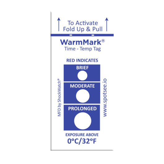 WarmMark 0ºC 32º F - Indicadores de temperatura - Dispositivos de uso único que fornecem evidências precisas, irreversíveis de qualquer desvio de temperatura acima do limite - SPOTSEE