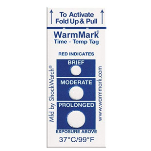 WarmMark 37°C 99°F -  Indicadores de temperatura - Dispositivos de uso único que fornecem evidências precisas, irreversíveis de qualquer desvio de temperatura acima do limite - SPOTSEE