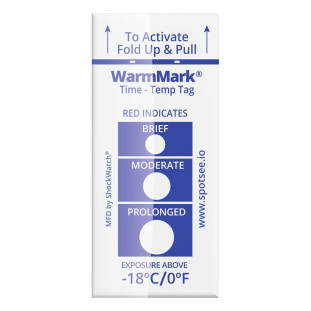 WarmMark 18°C 0°F -  Indicadores de temperatura - Dispositivos de uso único que fornecem evidências precisas, irreversíveis de qualquer desvio de temperatura acima do limite - SPOTSEE