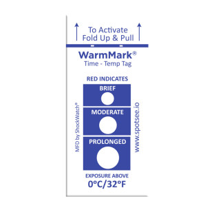 WarmMark 0ºC 32º F - Indicadores de temperatura - Dispositivos de uso único que fornecem evidências precisas, irreversíveis de qualquer desvio de temperatura acima do limite - SPOTSEE