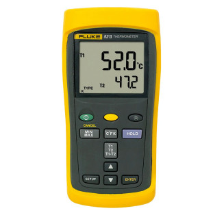 Fluke 52 2 - Termômetro digital de contato portátil, Entrada dupla, Medição de termopares tipo J, K, T e E - FLUKE