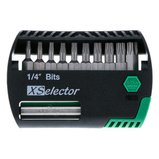 GTW79445 - Conjunto de bits de inserto e de potência Torx XSelector e suporte magnético de bits  T7 a ​​T40, com 10 bits, Aço ferramenta CVM especial - WIHA